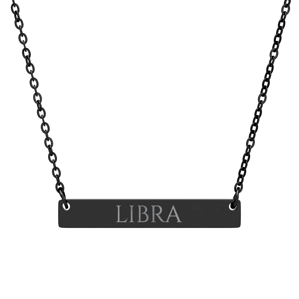 Libra Zodiac Engraved Bar Necklace