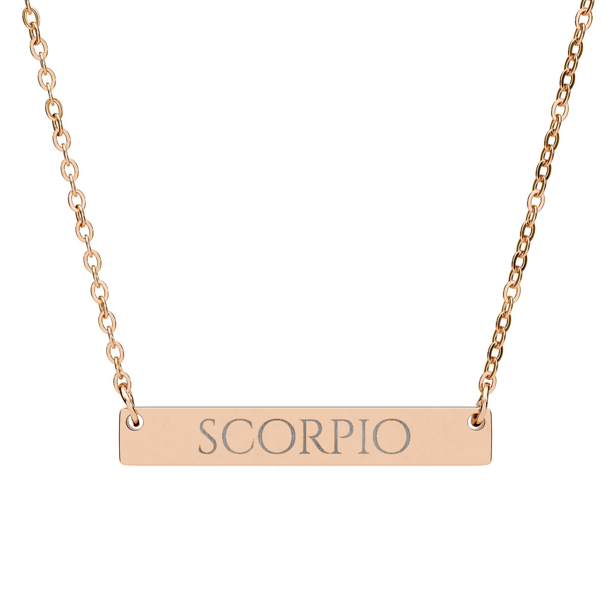 Scorpio Zodiac Engraved Bar Necklace