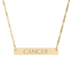 Cancer Zodiac Engraved Bar Necklace