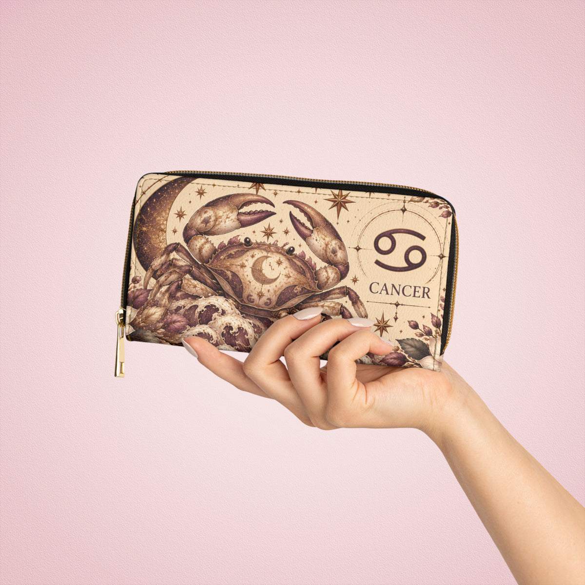 Cancer Zodiac Celestial Zipper Wallet