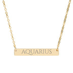 Aquarius Zodiac Engraved Bar Necklace