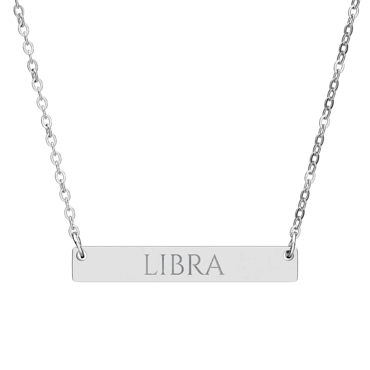 Libra Zodiac Engraved Bar Necklace
