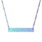 Aquarius Zodiac Engraved Bar Necklace