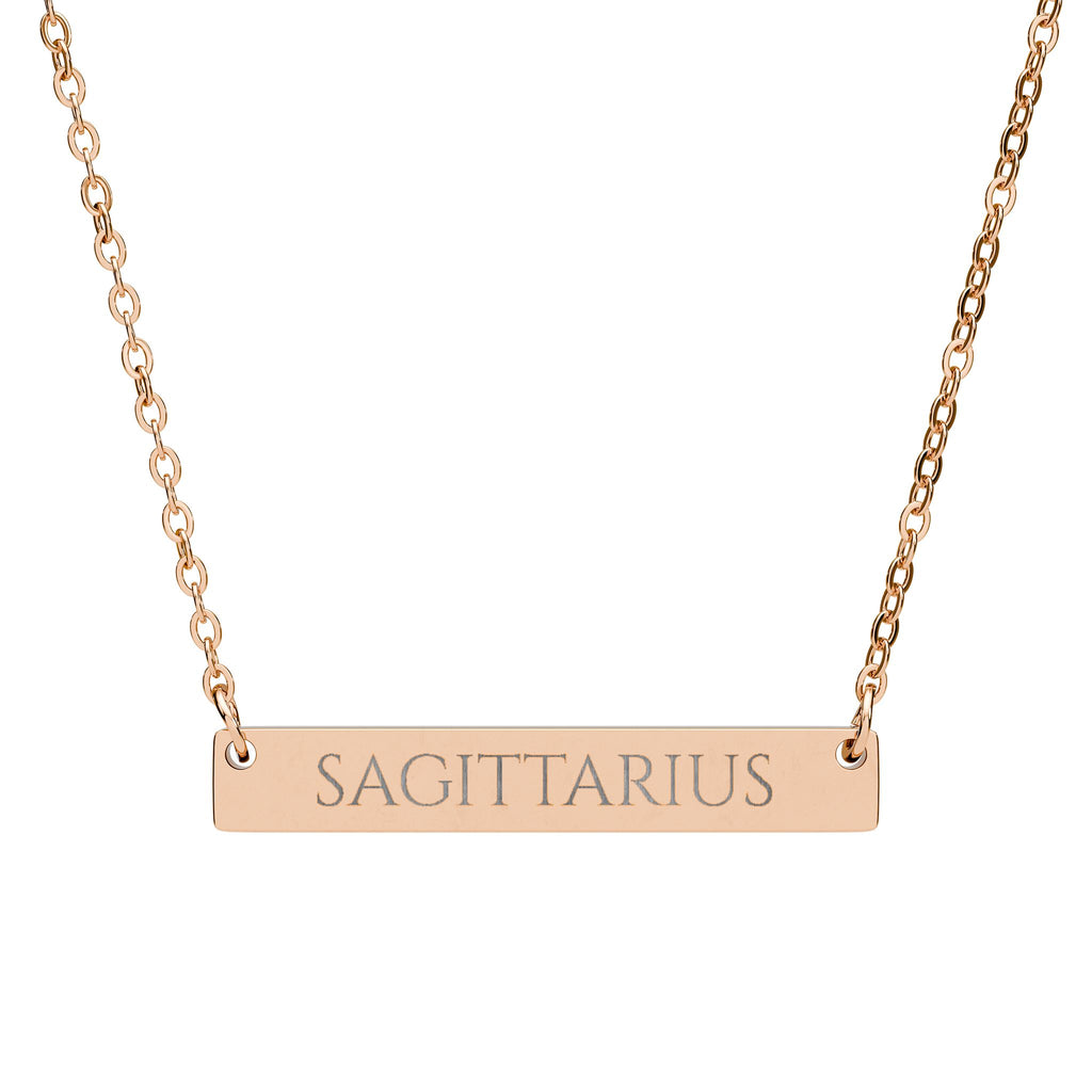 Sagittarius Zodiac Engraved Bar Necklace