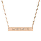Sagittarius Zodiac Engraved Bar Necklace