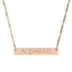 Aquarius Zodiac Engraved Bar Necklace