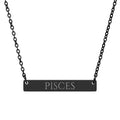 Pisces Zodiac Engraved Bar Necklace