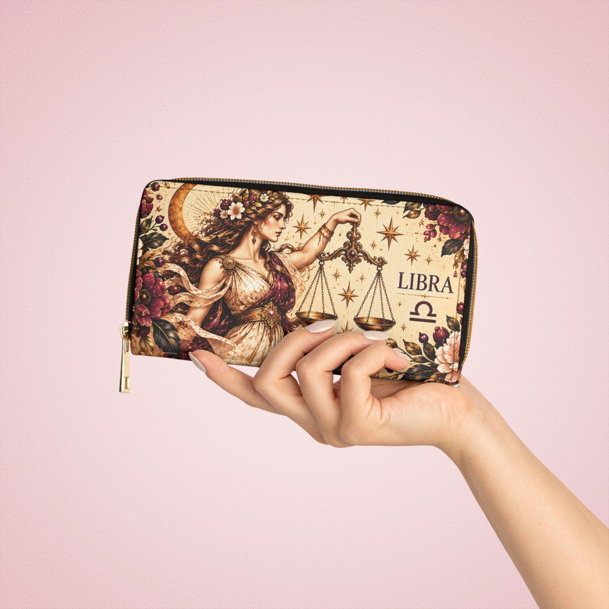 Libra Zodiac Celestial Zipper Wallet