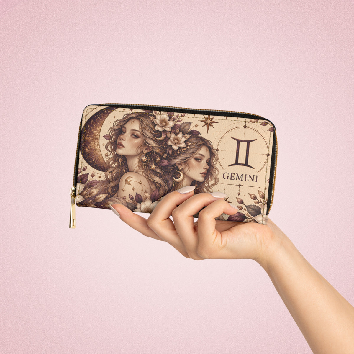Gemini Zodiac Celestial Zipper Wallet