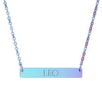 Leo Zodiac Engraved Bar Necklace