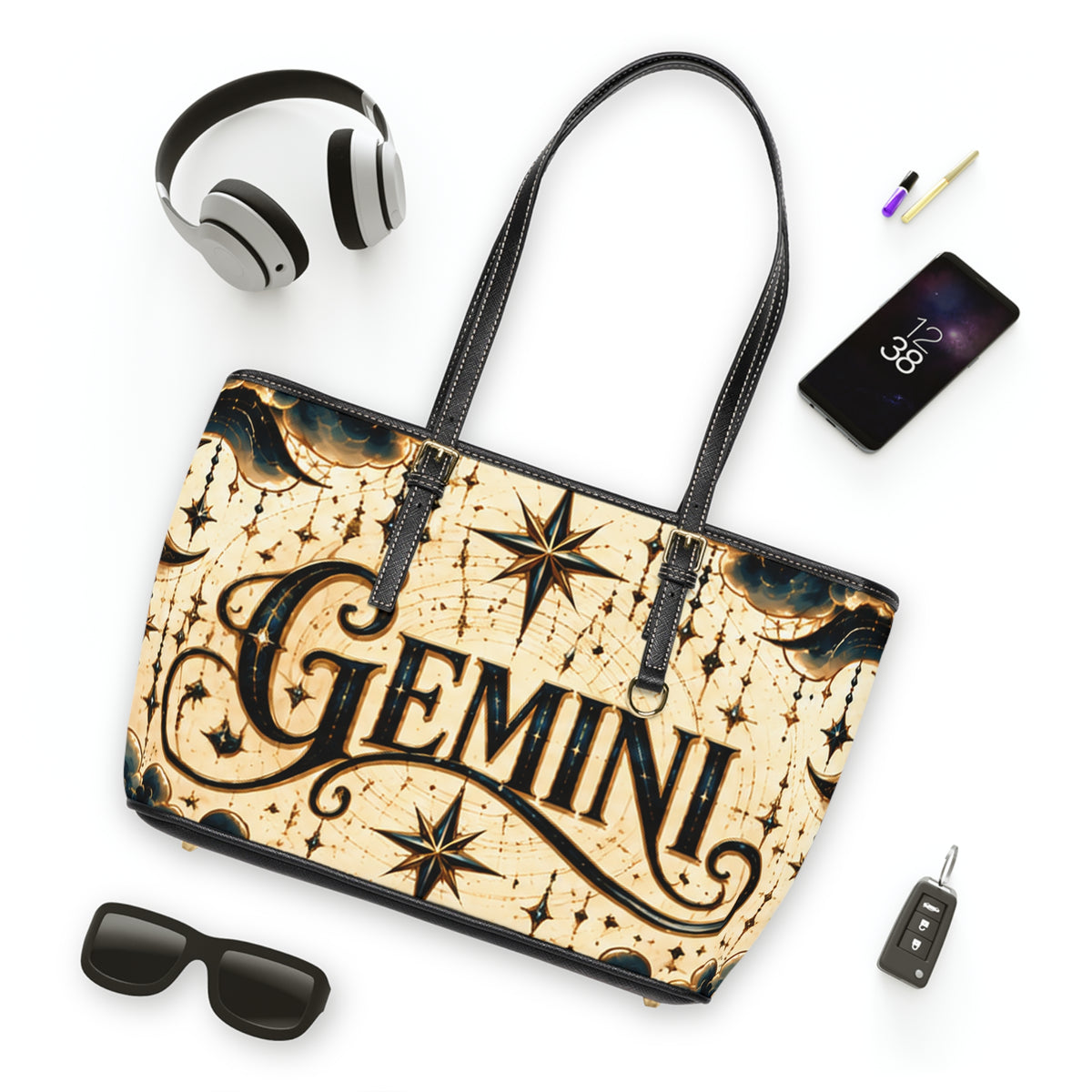 Gemini Zodiac Leather Shoulder Bag