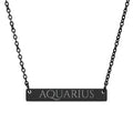 Aquarius Zodiac Engraved Bar Necklace