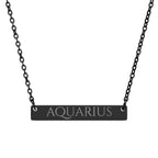 Aquarius Zodiac Engraved Bar Necklace