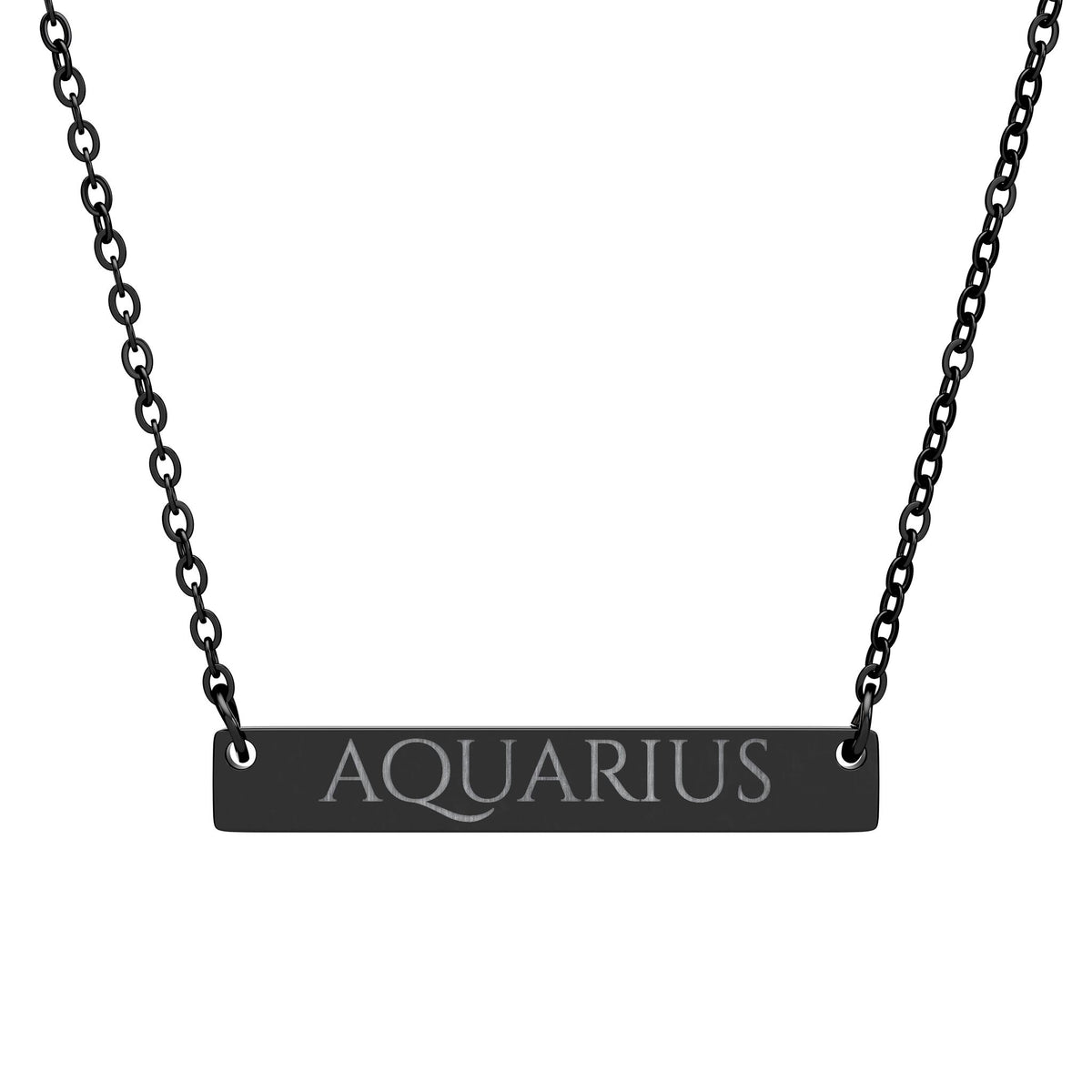 Aquarius Zodiac Engraved Bar Necklace