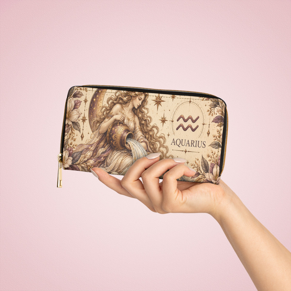 Aquarius Zodiac Celestial Zipper Wallet