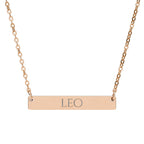 Leo Zodiac Engraved Bar Necklace