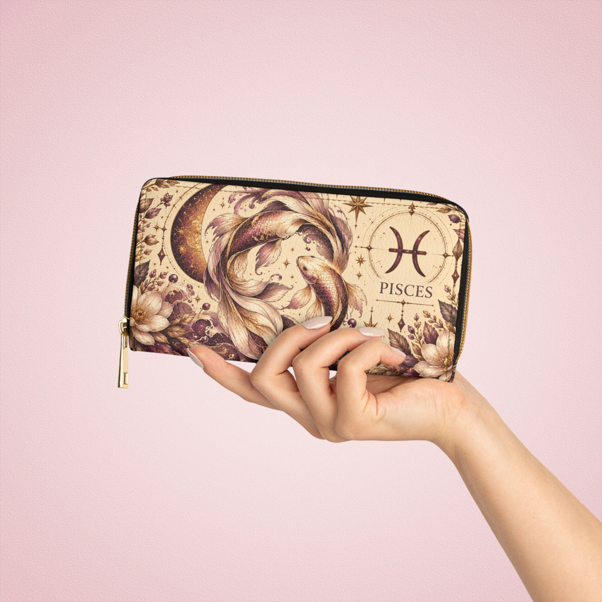 Pisces Zodiac Celestial Zipper Wallet