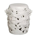 16 in. Dragon White Ceramic Outdoor Garden Stool