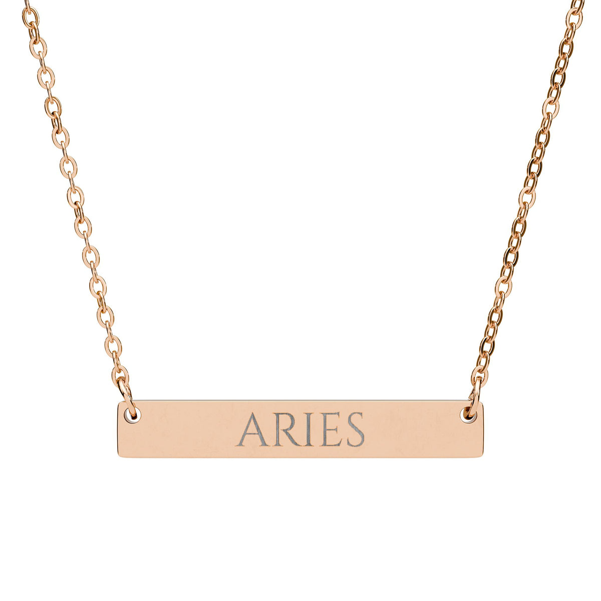 Aries Zodiac Engraved Bar Necklace