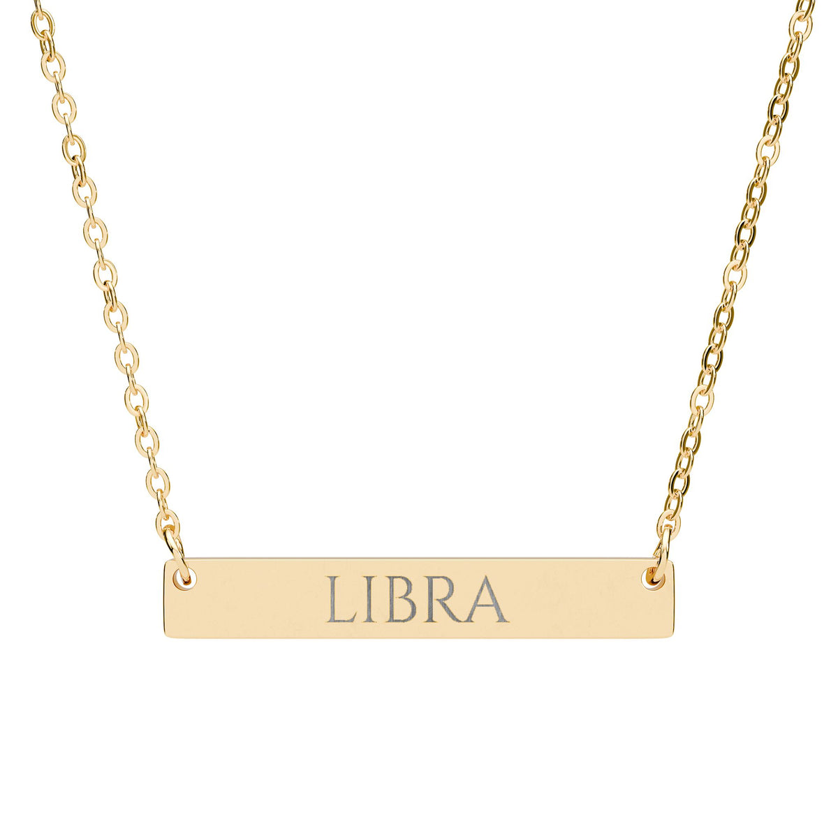 Libra Zodiac Engraved Bar Necklace