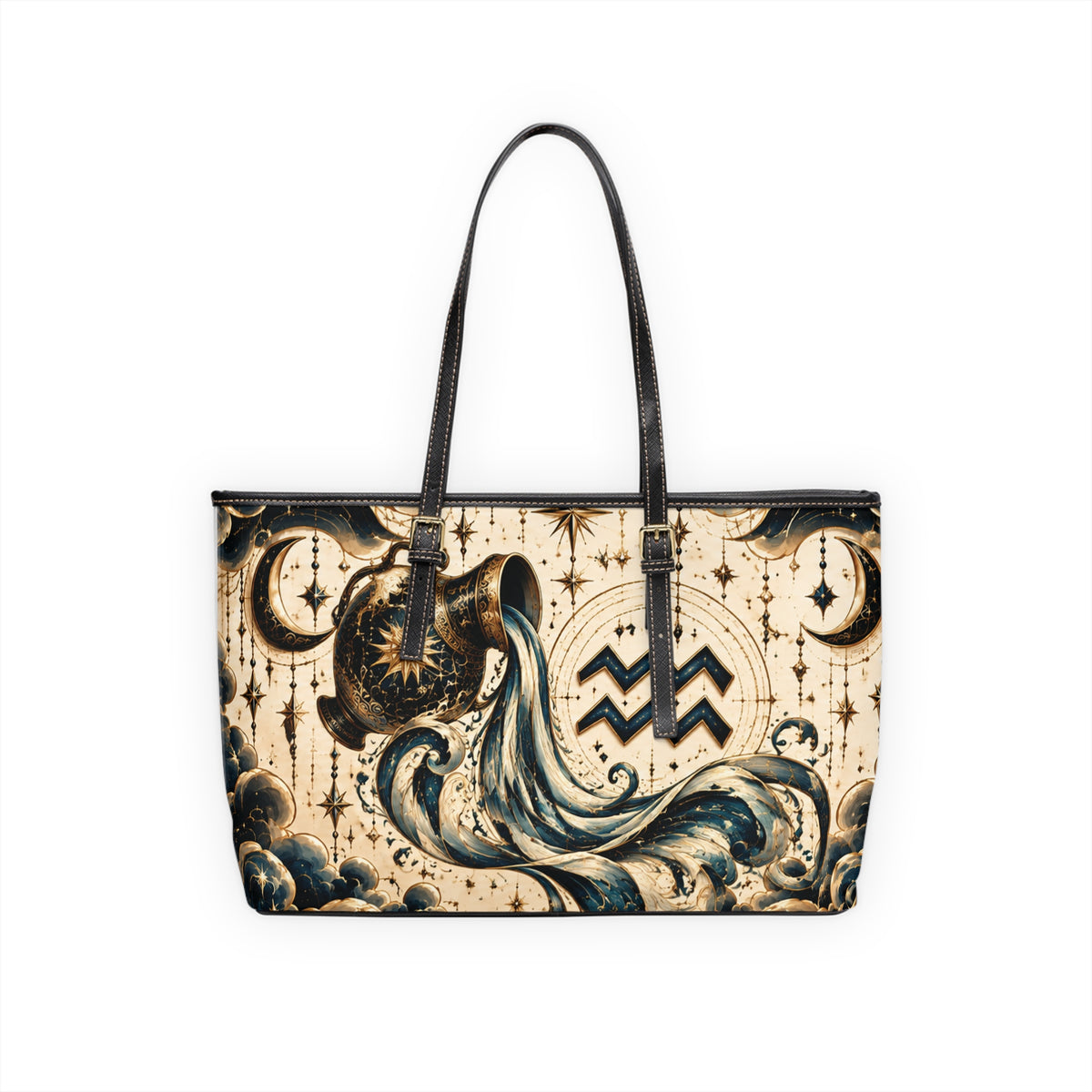 Aquarius Zodiac Leather Shoulder Bag