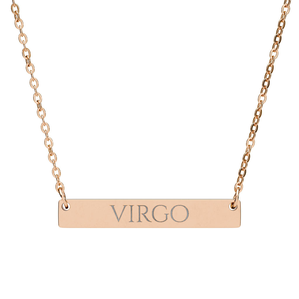 Virgo Zodiac Engraved Bar Necklace