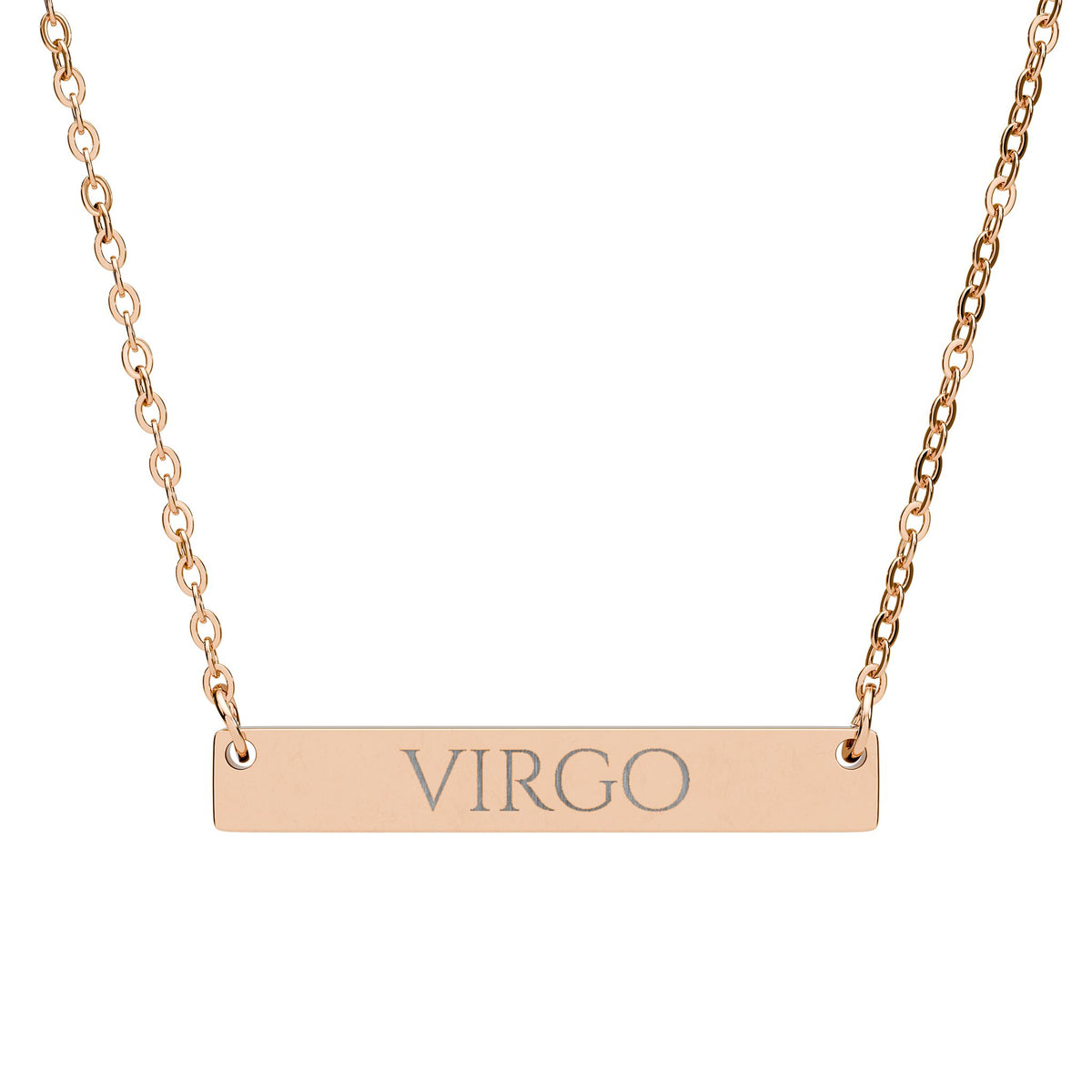 Virgo Zodiac Engraved Bar Necklace