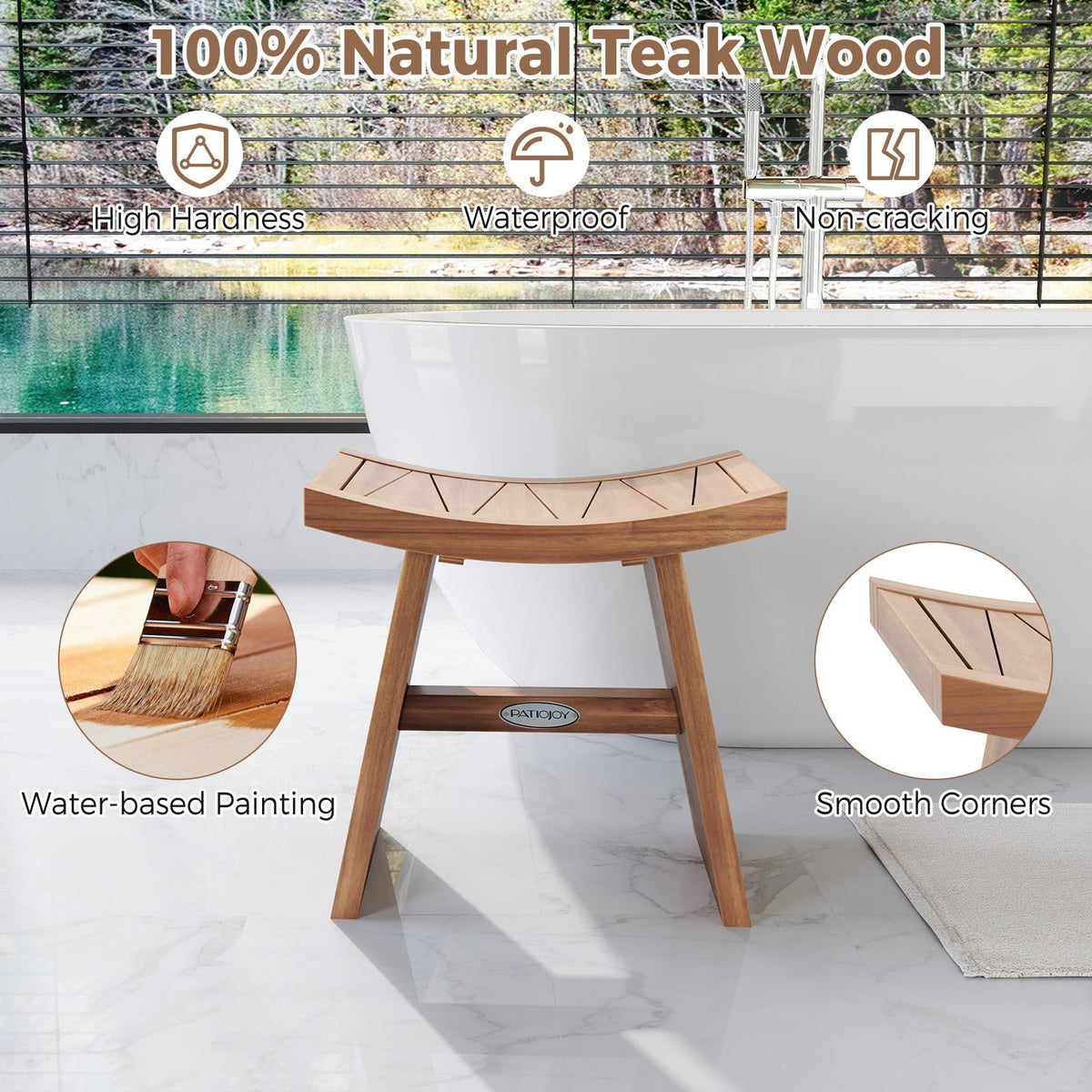 18-Inch Curved Teak Shower Bench
