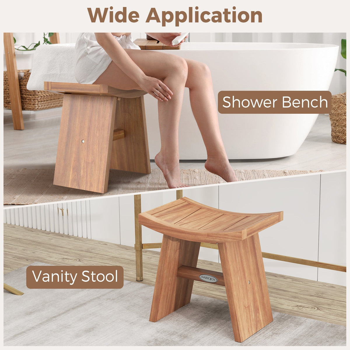 18-Inch Curved Teak Shower Bench