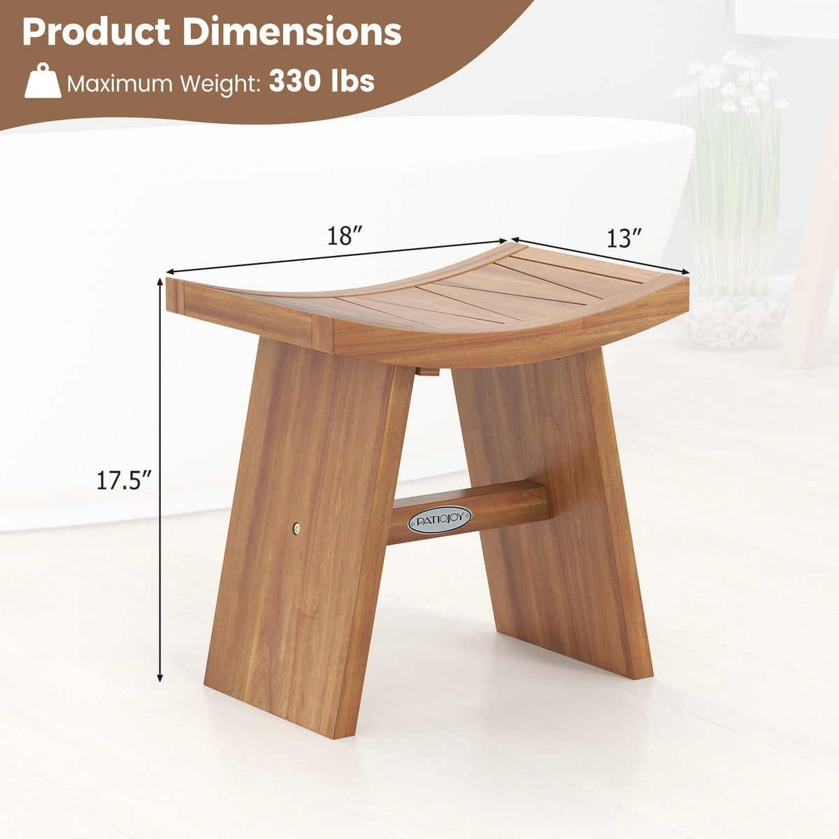 18-Inch Curved Teak Shower Bench