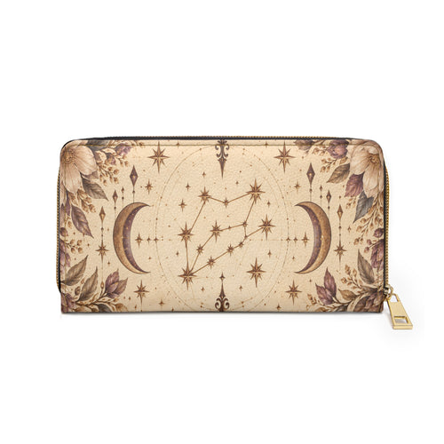 Aquarius Zodiac Celestial Zipper Wallet