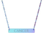 Cancer Zodiac Engraved Bar Necklace