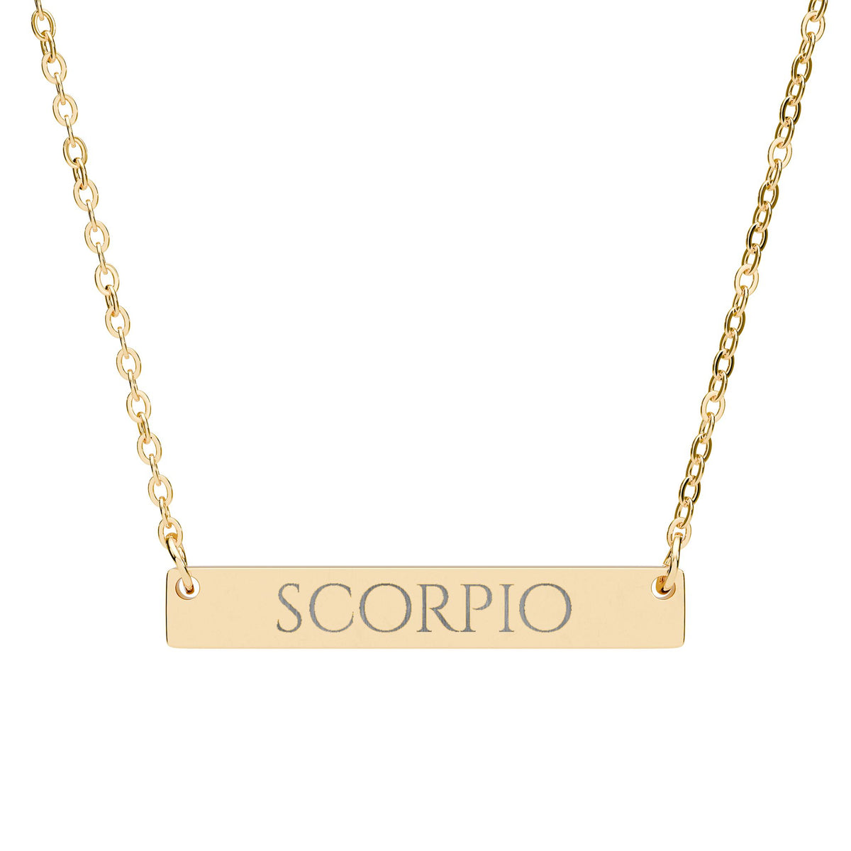 Scorpio Zodiac Engraved Bar Necklace