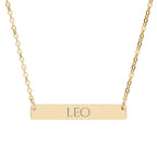 Leo Zodiac Engraved Bar Necklace