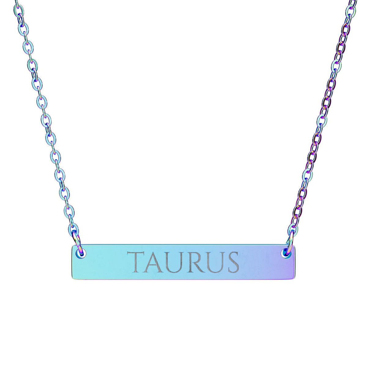 Taurus Zodiac Engraved Bar Necklace