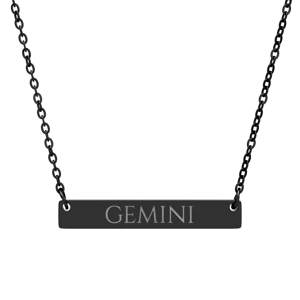 Gemini Zodiac Engraved Bar Necklace