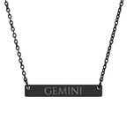 Gemini Zodiac Engraved Bar Necklace