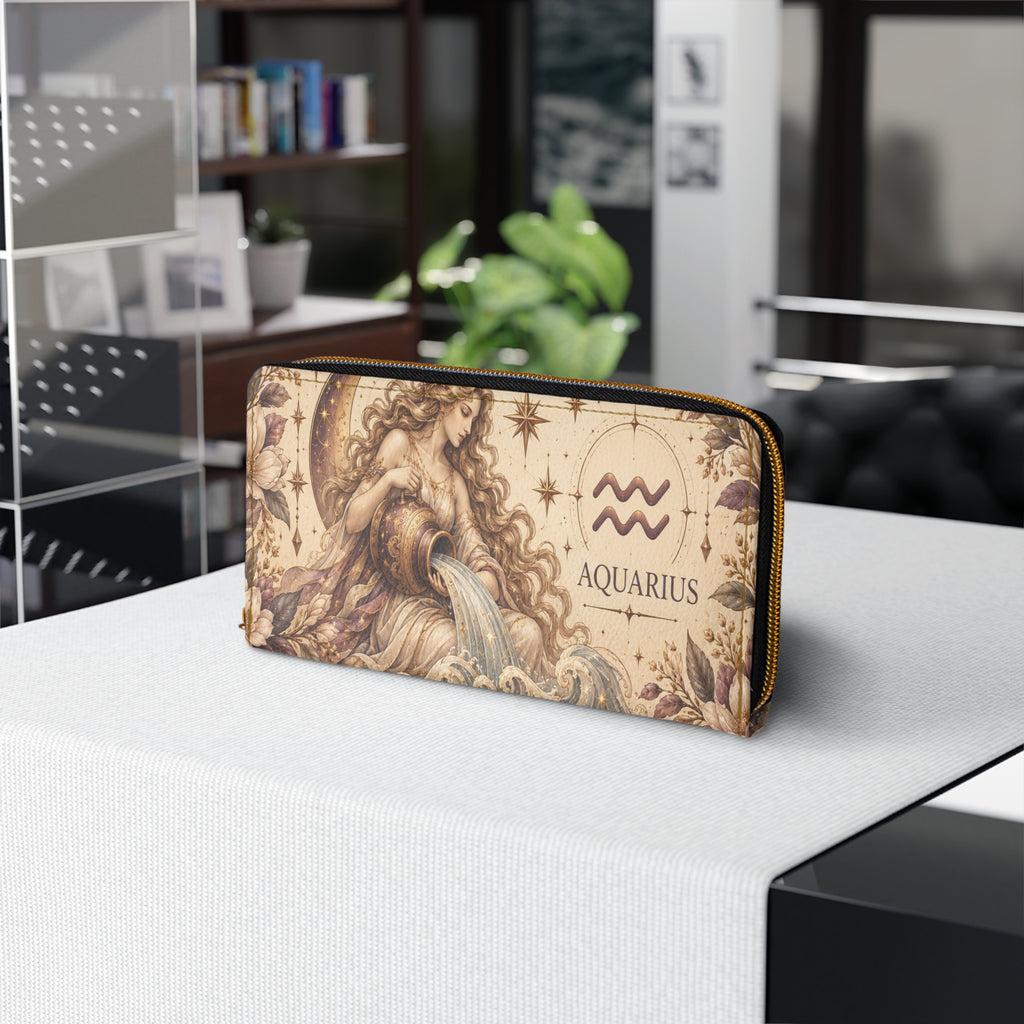 Aquarius Zodiac Celestial Zipper Wallet