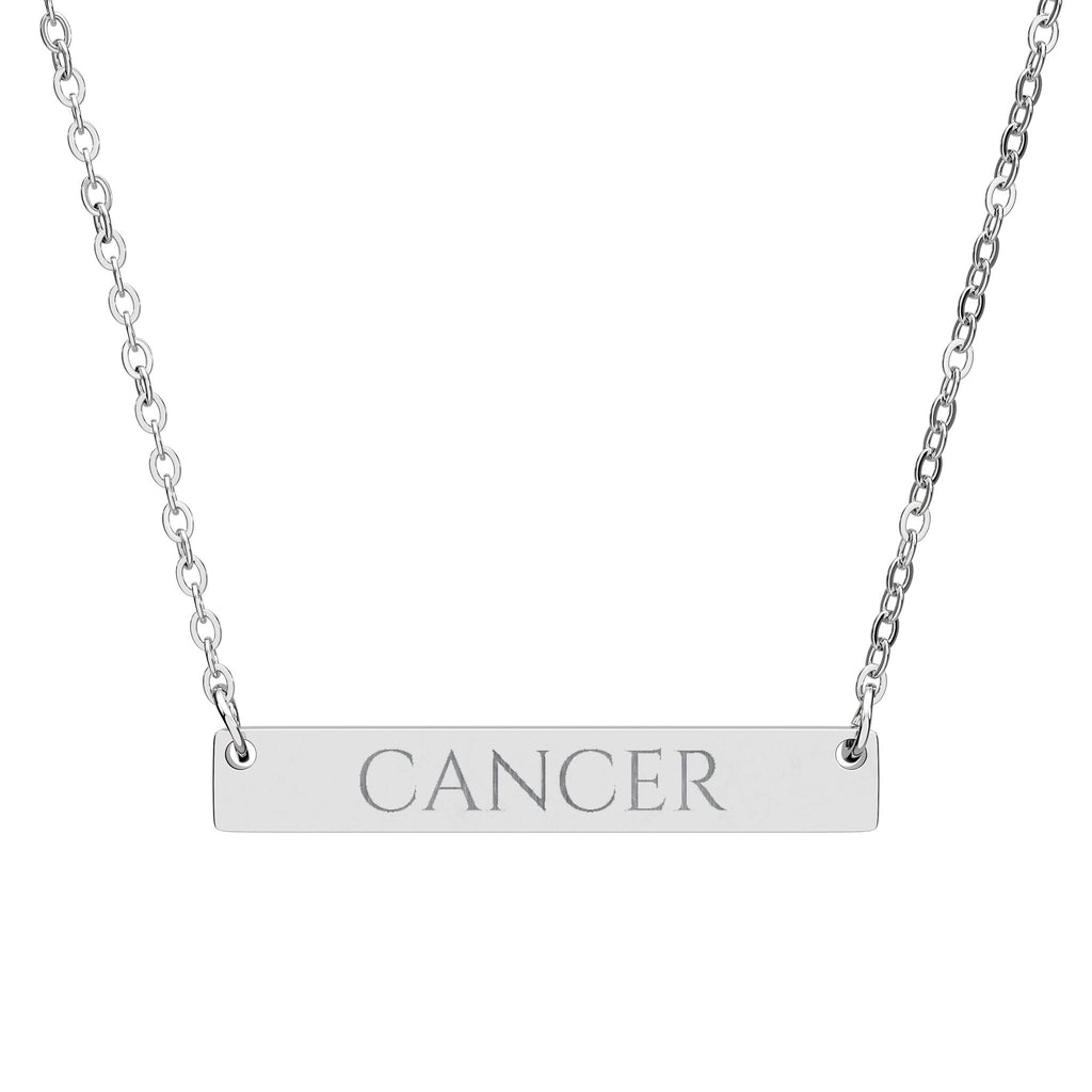 Cancer Zodiac Engraved Bar Necklace