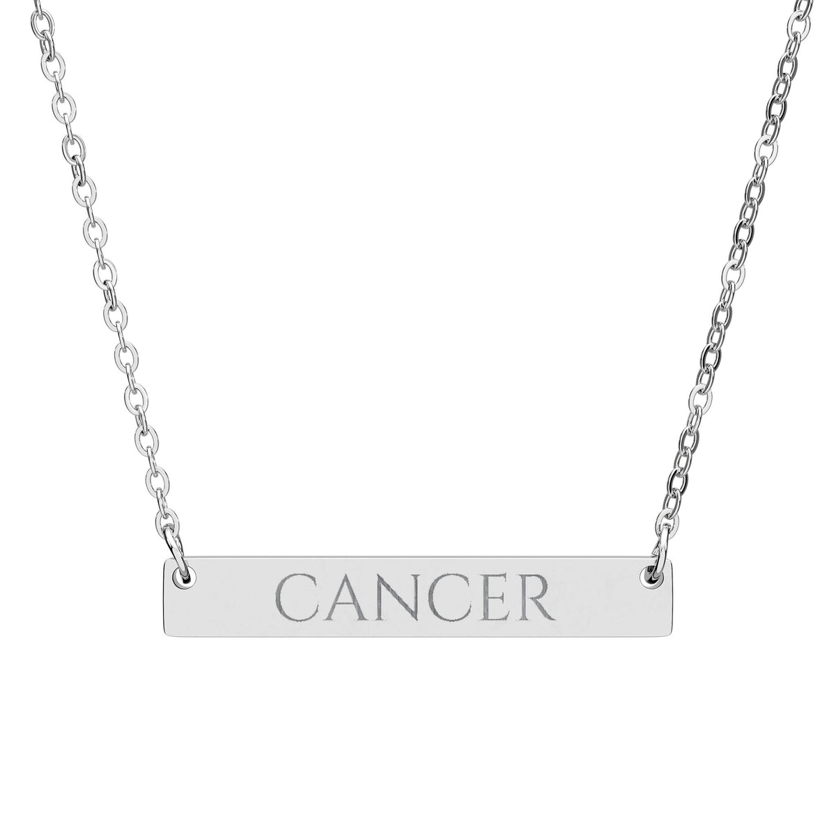 Cancer Zodiac Engraved Bar Necklace