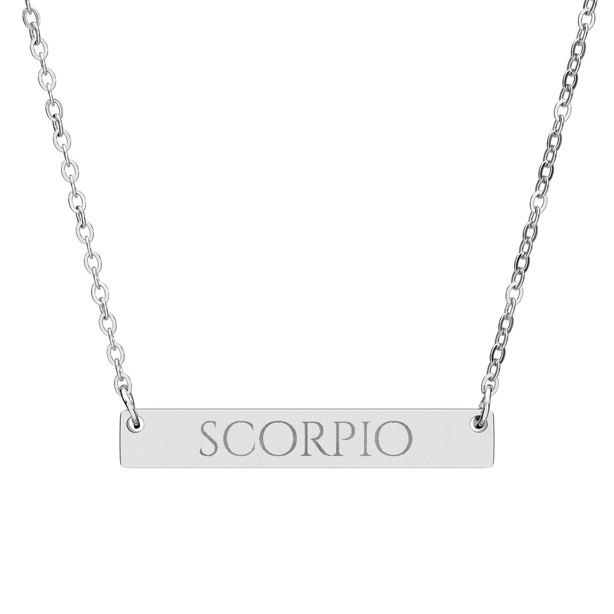 Scorpio Zodiac Engraved Bar Necklace