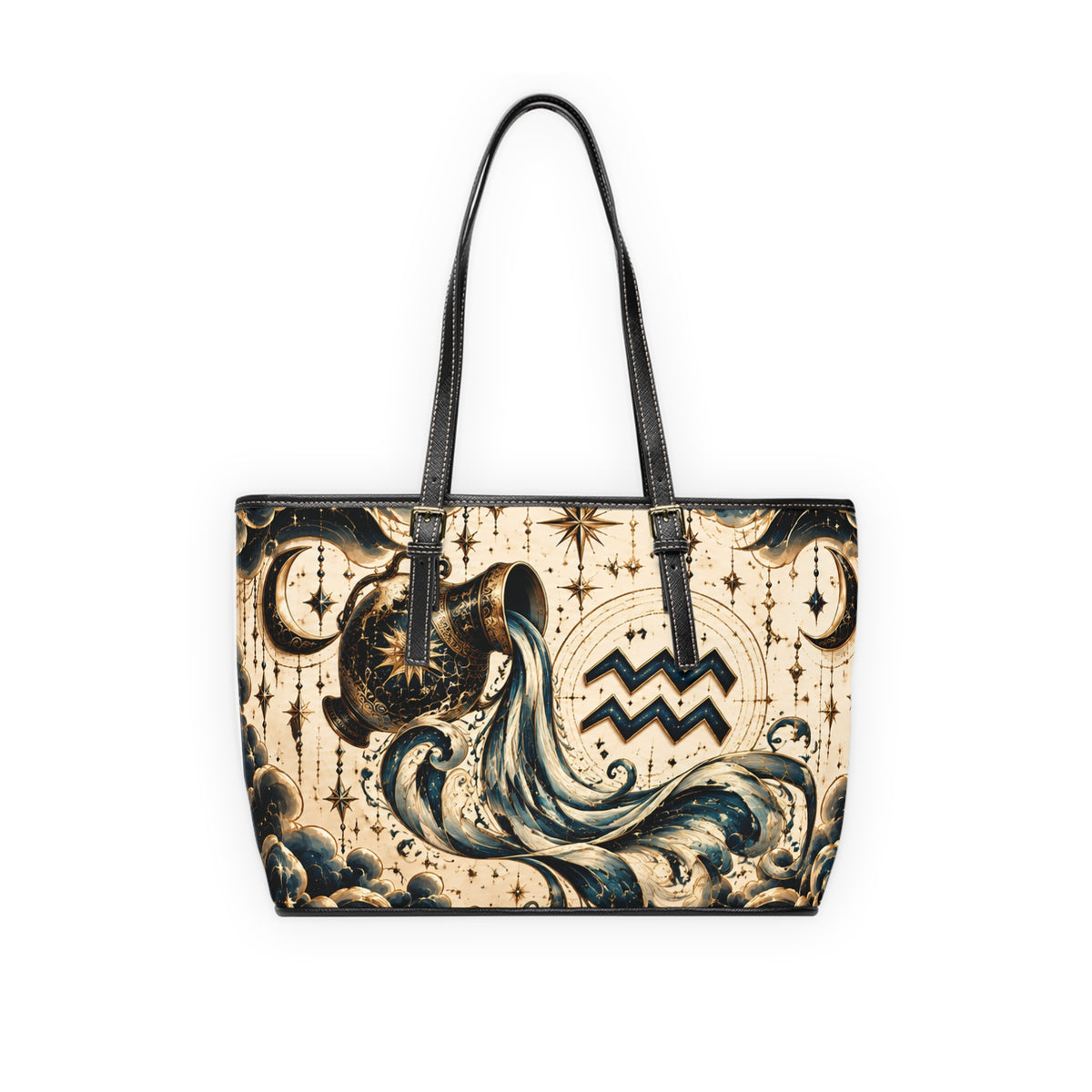 Aquarius Zodiac Leather Shoulder Bag