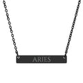 Aries Zodiac Engraved Bar Necklace