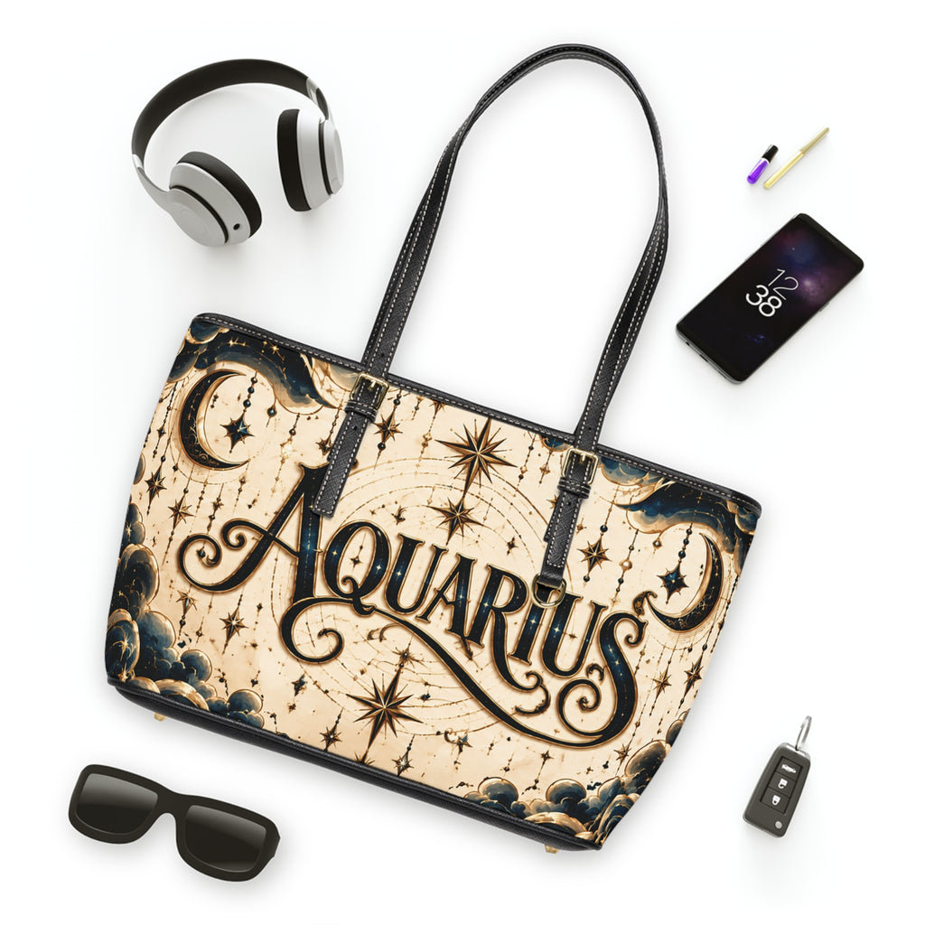Aquarius Zodiac Leather Shoulder Bag