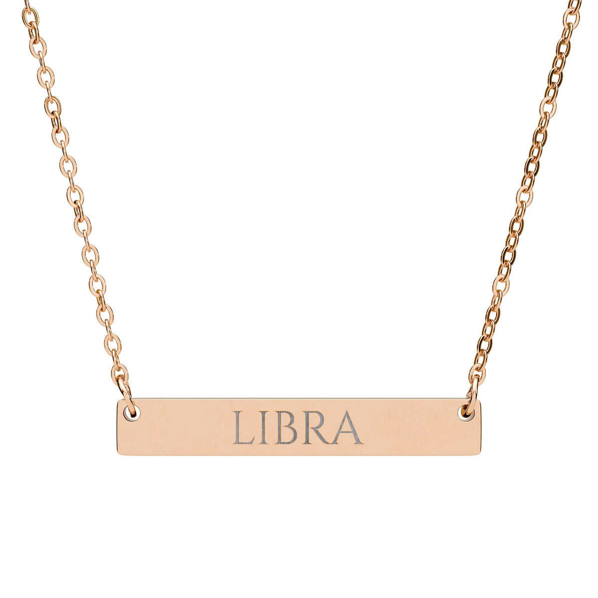 Libra Zodiac Engraved Bar Necklace