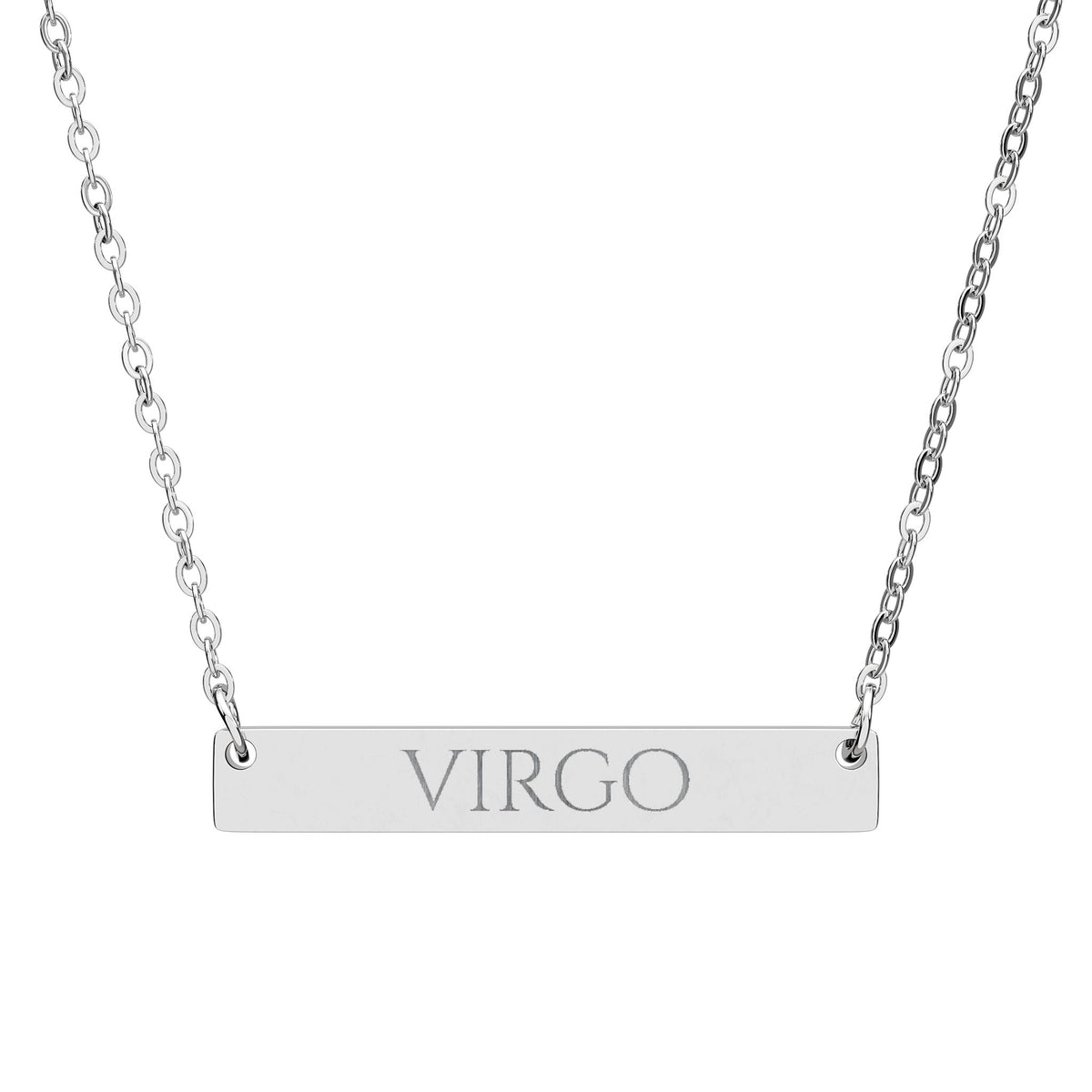 Virgo Zodiac Engraved Bar Necklace