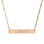 Gemini Zodiac Engraved Bar Necklace