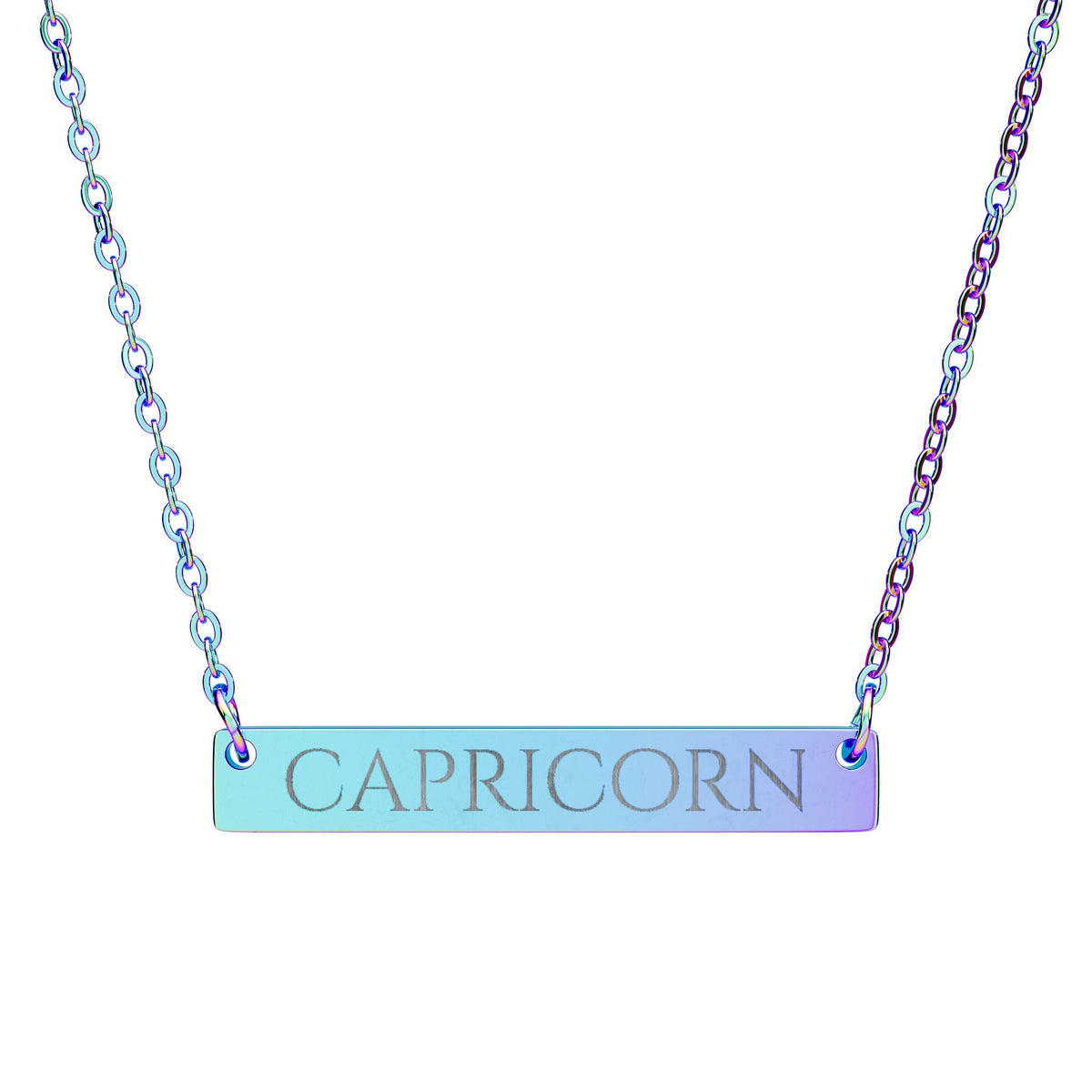 Capricorn Engraved Bar Necklace