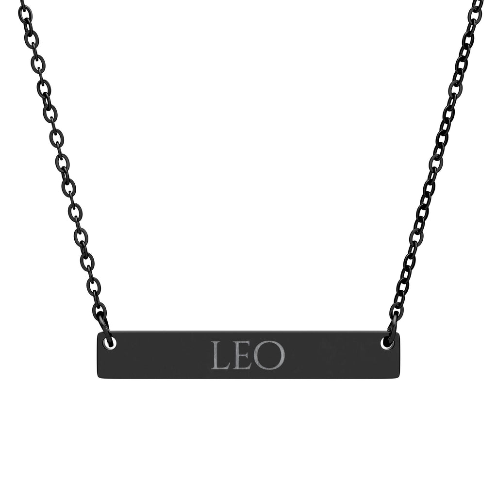 Leo Zodiac Engraved Bar Necklace
