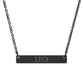 Leo Zodiac Engraved Bar Necklace